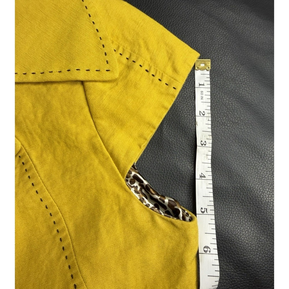 Tahari Arthur S Levine Skirt Suit 8P Yellow Linen Blazer Brown Skirt Leopard Set - Picture 10 of 16